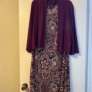 Perceptions Burgandy Paisley Dress and Jacket Ensemble